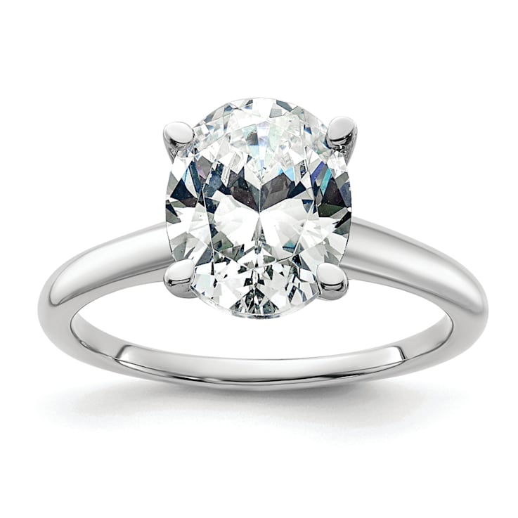 Rhodium Over 14K White Gold 3 ct. G H I True Light Oval Moissanite
Solitaire Ring