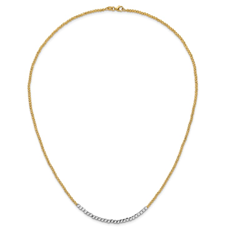 14K Two-tone Diamond-cut Beaded 18-inch Necklace
