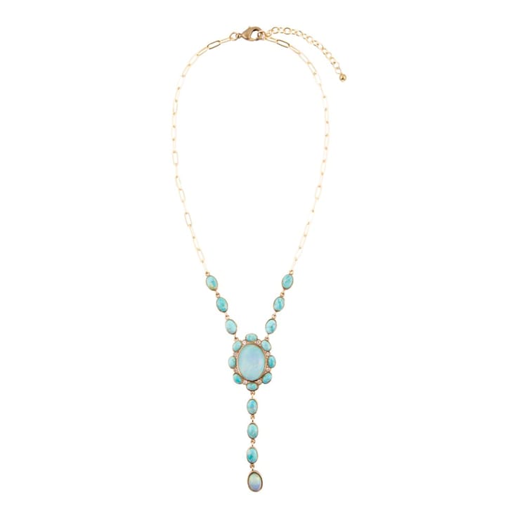 Barse Jewelry Aurora Blue Opal Golden Y Necklace