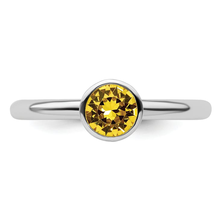 Sterling Silver Stackable Expressions High 5mm Yellow Crystal Ring