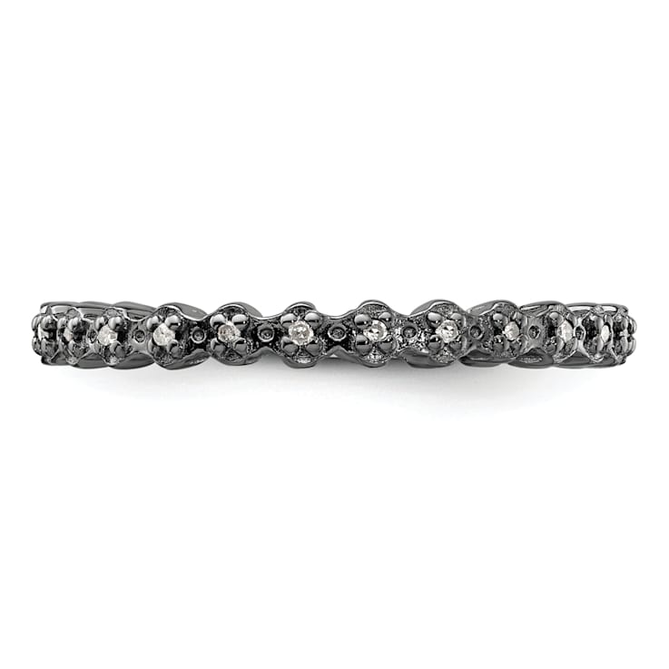 Ruthenium Over Sterling Silver Stackable Expressions Diamond Ring 0.08ctw