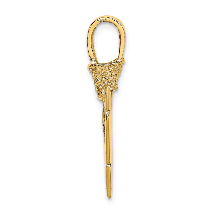 14k Yellow Gold 3D and Textured Arrowhead Charm
