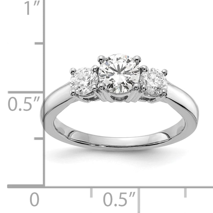Rhodium Over 14K White Gold Lab Grown Diamond SI1/SI2, G H I, 3-Stone
Engagement Ring
