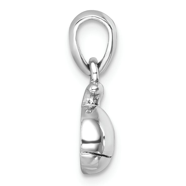 Rhodium Over Sterling Silver Polished Whale Pendant