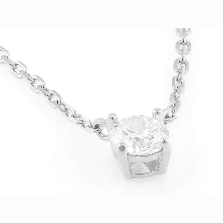 Elegant Lab-Grown Diamond Solitaire Pendant Necklace In Sterling Silver