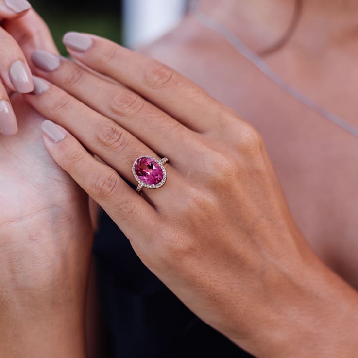 7.50ctw Pink And White Topaz 14k White Gold Ring