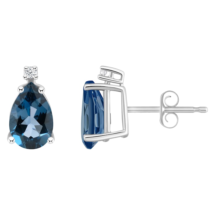 8x5mm Pear Shape London Blue Topaz with Diamond Accents 14k White Gold
Stud Earrings