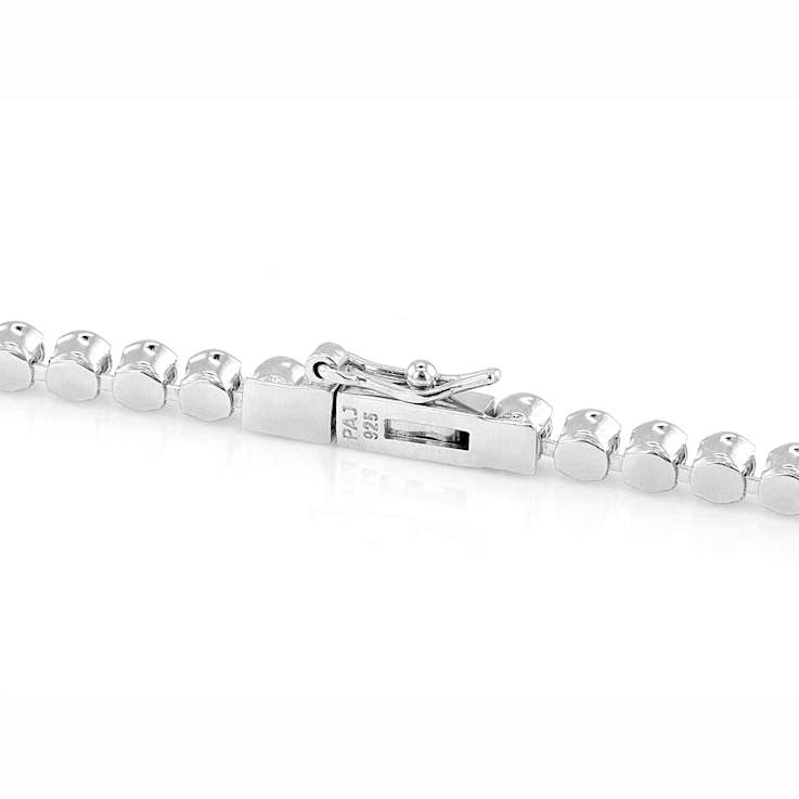 Classic Moissanite Tennis Necklace In Platinum-Enhanced Sterling Silver