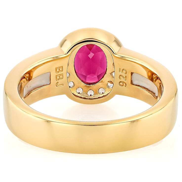 Grape Color Garnet, White Zircon And White Mother-Of-Pearl Band Ring In
18K Gold Over Sterling Silver 1.49ctw