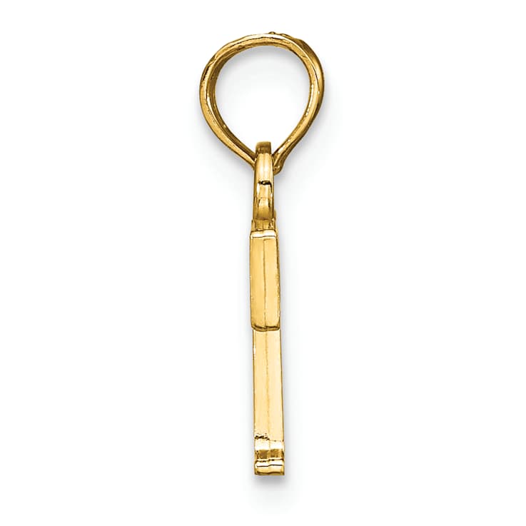 14k Yellow Gold Polished Block Letter T Initial Pendant