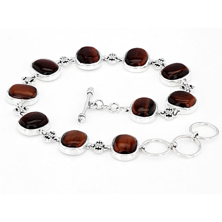 Mahogany Tigers Eye Sterling Silver Toggle Bracelet