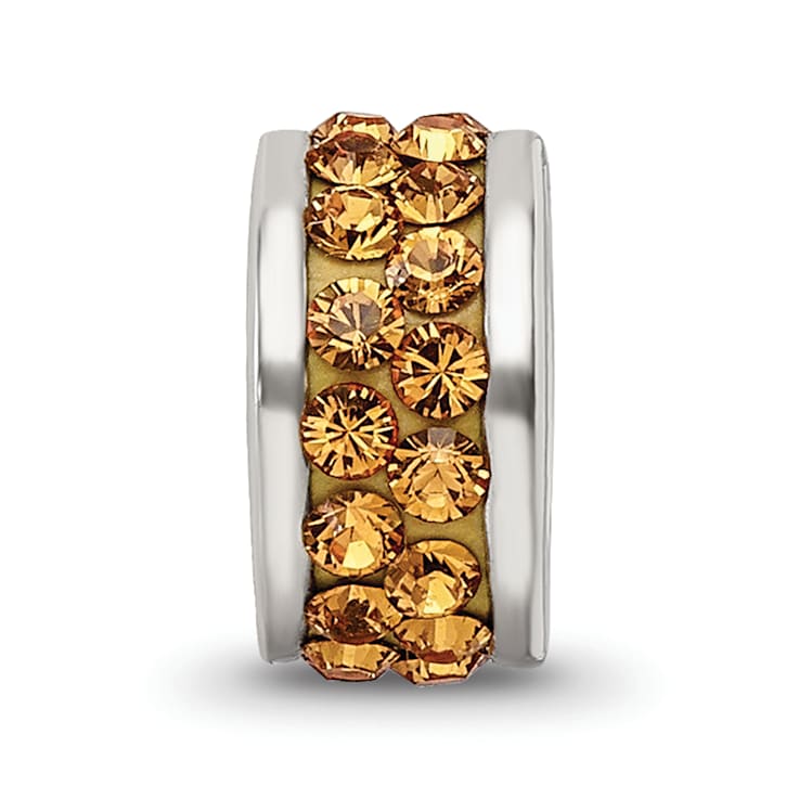 Sterling Silver Reflections Orange Double Row Preciosa Crystal Bead