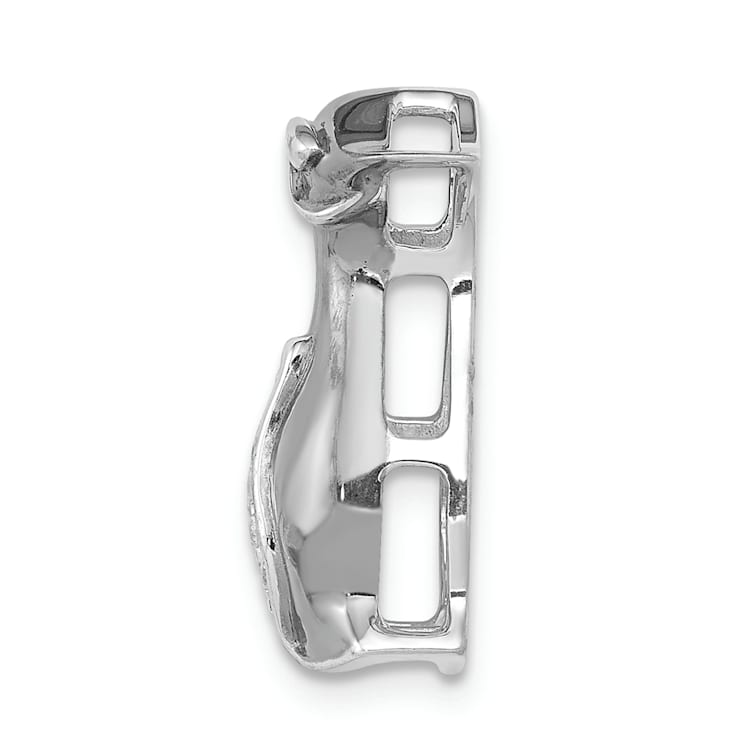 Rhodium Over 14k White Gold Diamond Penguins Chain Slide