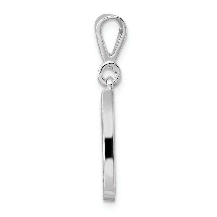Rhodium Over 14k White Gold Solid Polished Script Filigree Textured
Letter I Initial Pendant