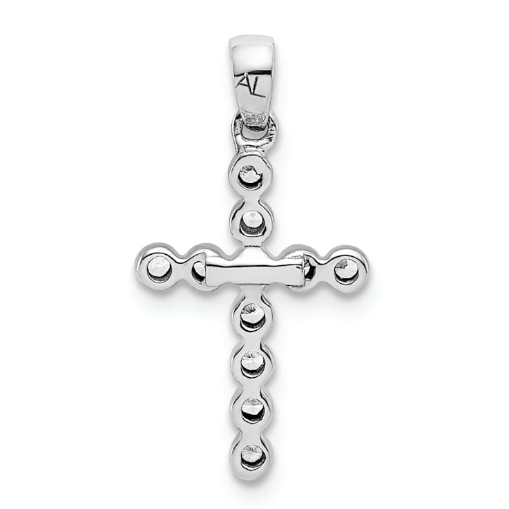 Rhodium Over 14k White Gold Diamond Cross Pendant