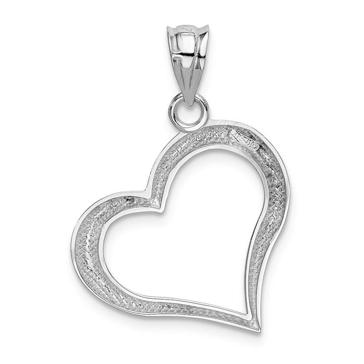 Rhodium Over 14k White Gold Polished Open Heart Pendant