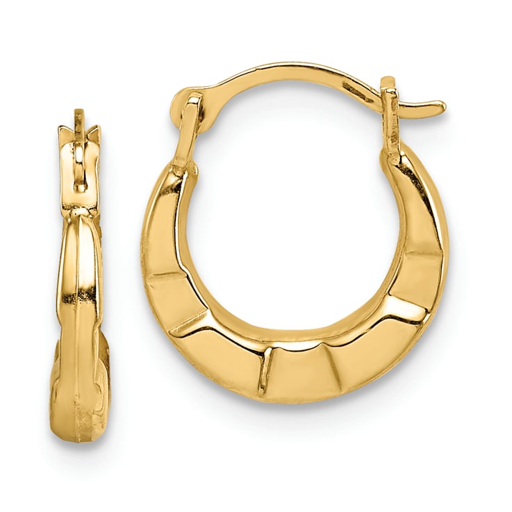 14K Yellow Gold Polished Hoop Earrings