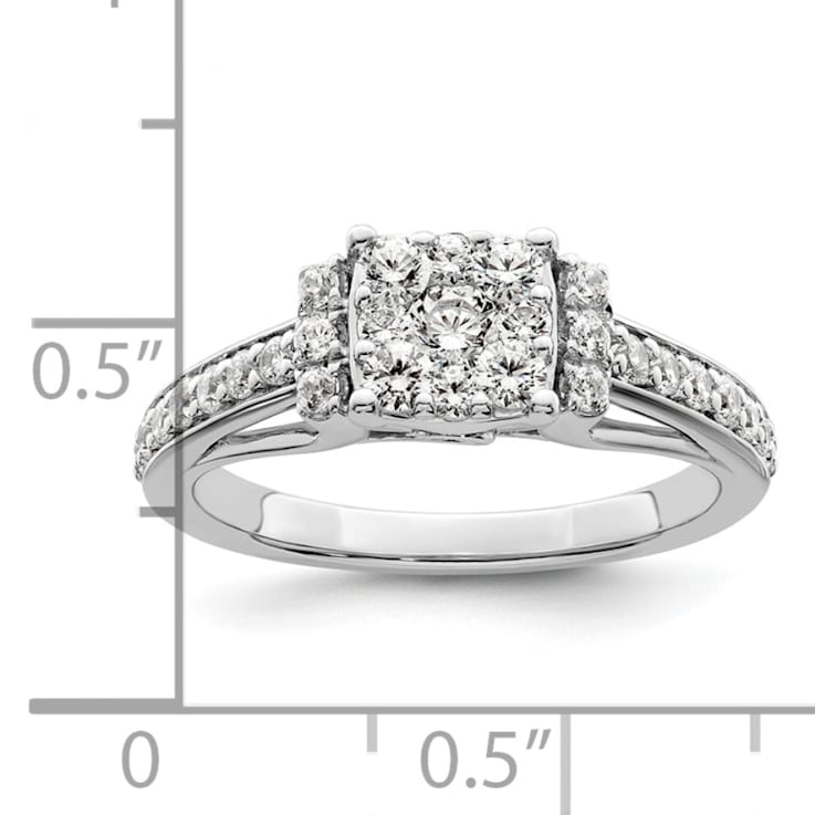 Rhodium Over 14K White Gold Lab Grown Diamond VS/SI GH, Cluster Ring 0.739ctw