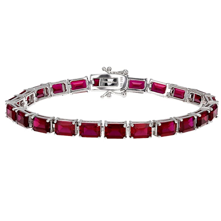 Lab-Created Ruby Tennis Bracelet In Sterling Silver 25.91ctw