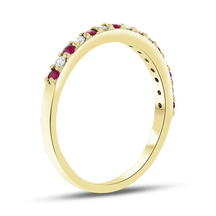 Ruby and Diamond 14k Yellow Gold Anniversary Band Ring 0.35ctw