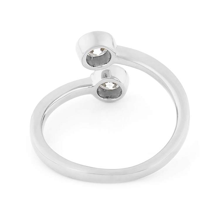Contemporary Lab-Grown Diamond Two-Stone Bypass Ring In Sterling Silver