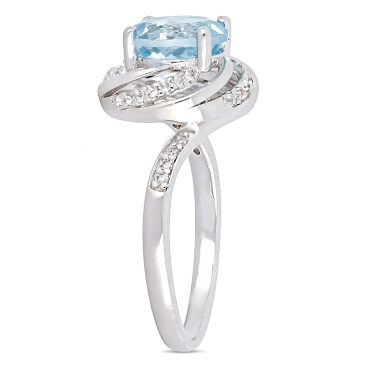 2.50ctw Sky Blue and White Topaz with Diamond Accent Swirl Ring in
Sterling Silver
