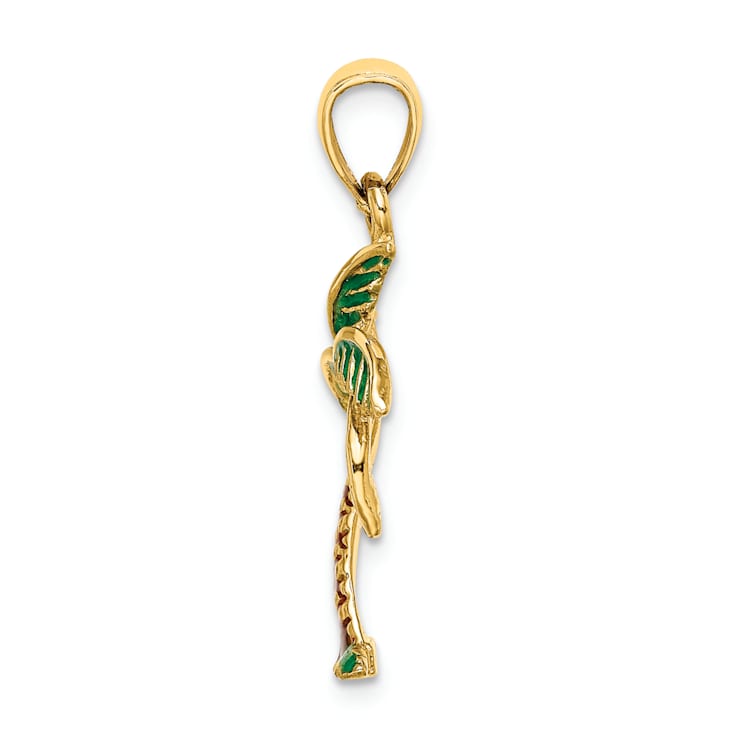 14k Yellow Gold Enamel Palm Tree Charm