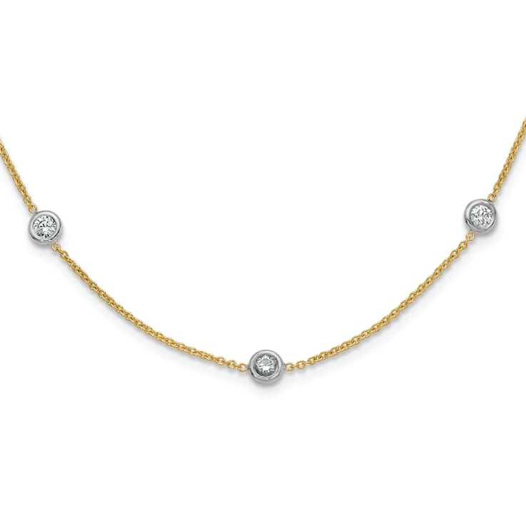 18K Yellow Gold 1.5mm Diamond Stations 18 Inch Necklace