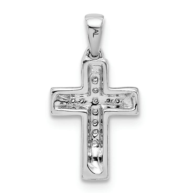Rhodium Over 14k White Gold Diamond Cross Pendant