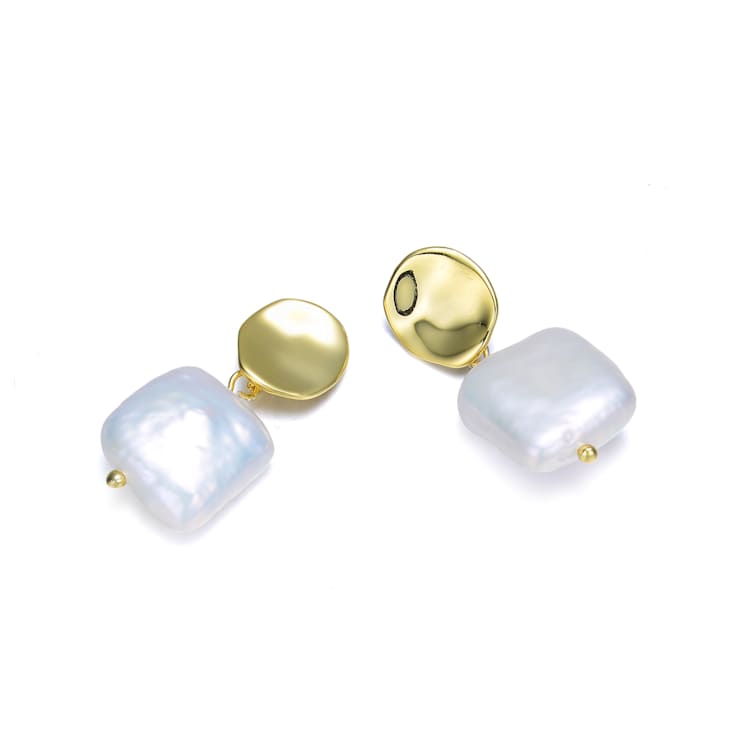 Pear Shape Freshwater Pearl Drop Earrings In 14K Gold Over Sterling Silver