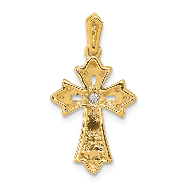 14K Two-tone Gold Diamond Fancy Cross Pendant