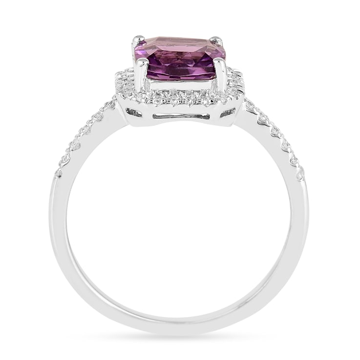 Purple Amethyst with Moissanite Accents Rhodium Over Sterling Silver
Asscher Cut Ring
