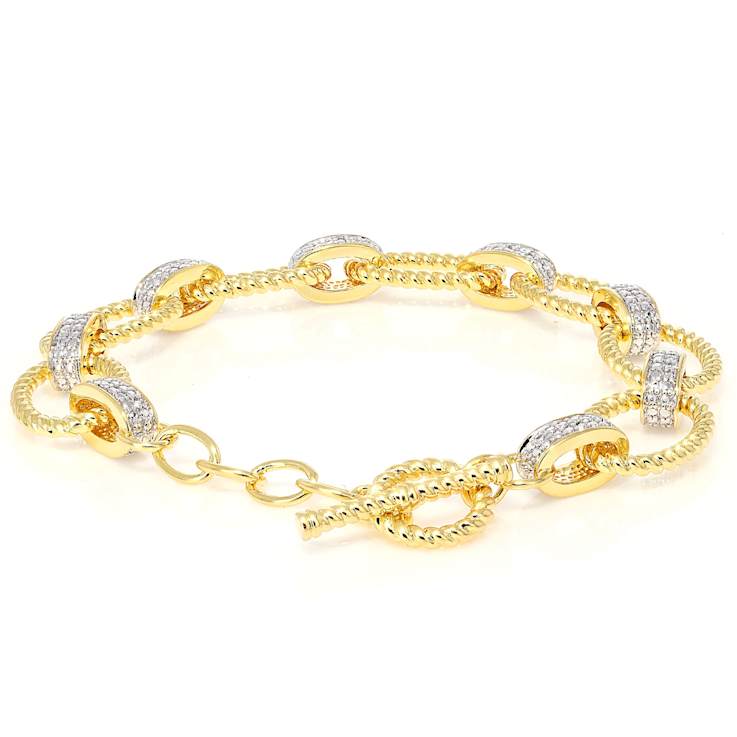 Diamond Station Link Bracelet With Rope Design