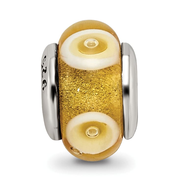 Sterling Silver Yellow Hand-blown Glass Bead