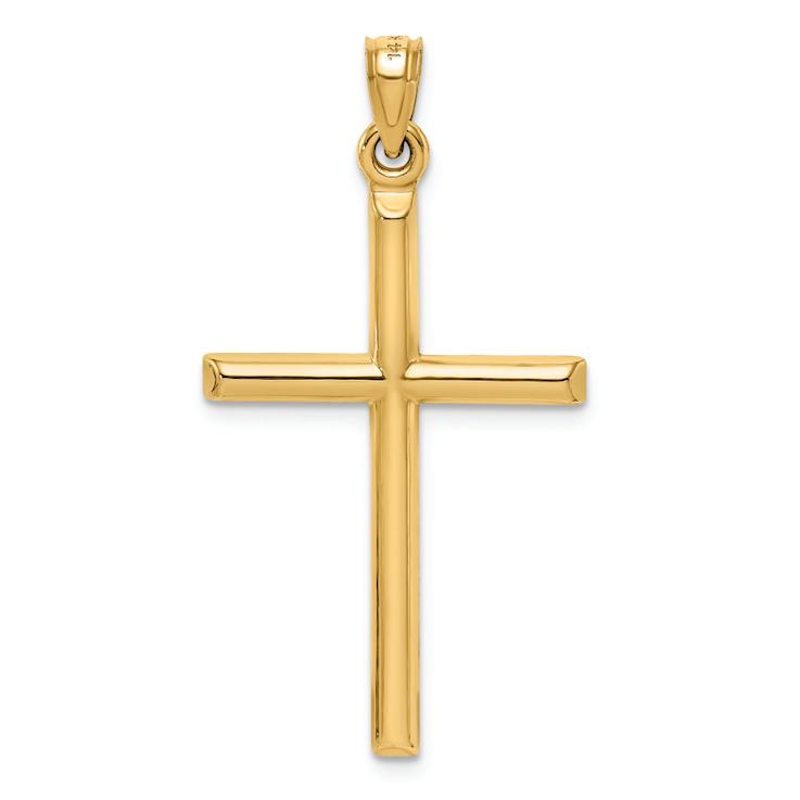 14k Yellow Gold Diamond-Cut Cross Pendant