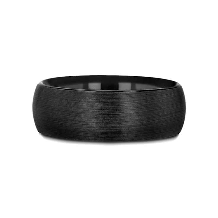 RAIDER Domed Brush Finished Black Tungsten Wedding Band 8mm