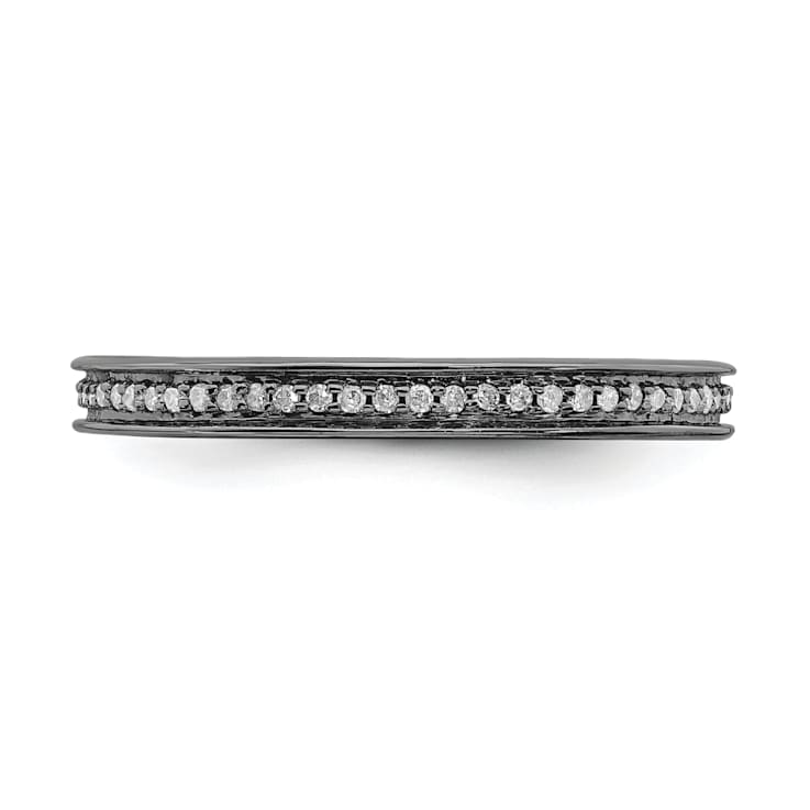 Ruthenium Over Sterling Silver Stackable Expressions and Diamonds Ring 0.195ctw
