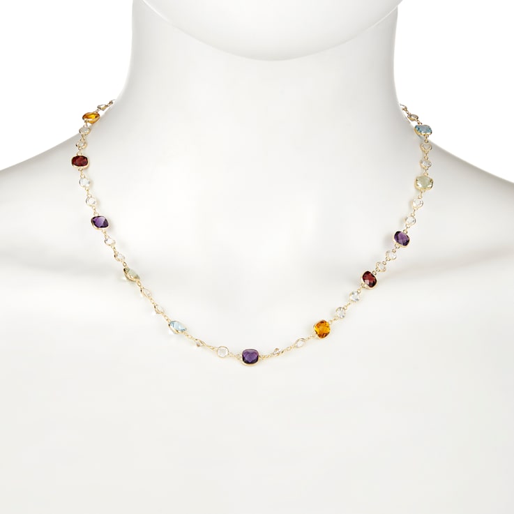 Multi-Gem 14k Yellow Gold 18" Necklace 22.74ctw