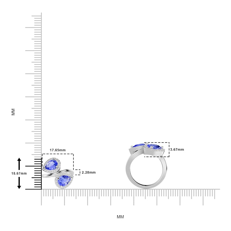 14K White Gold Tanzanite and Diamond Ring 1.90 ctw