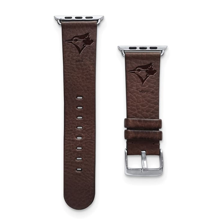 Gametime MLB Toronto Blue Jays Brown Leather Apple Watch Band (38/40mm
S/M). Watch not included.