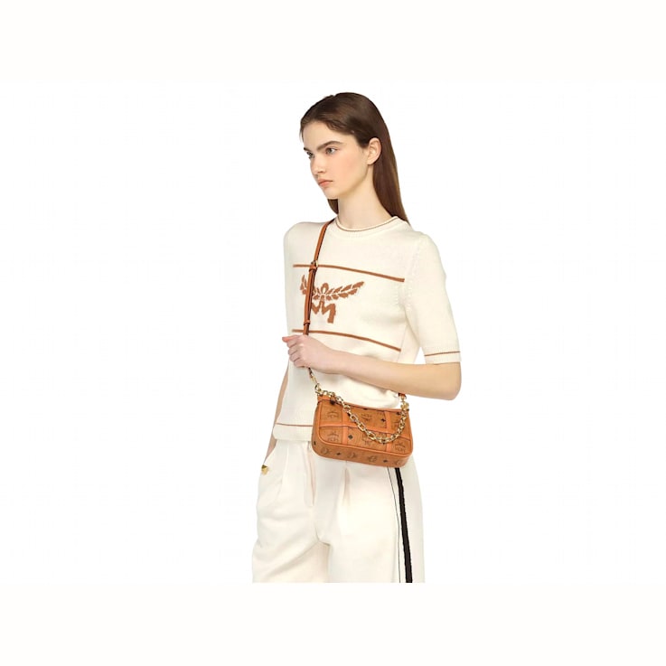 MCM Mini Aren in Cognac Shoulder Handbag - 1CGSKA