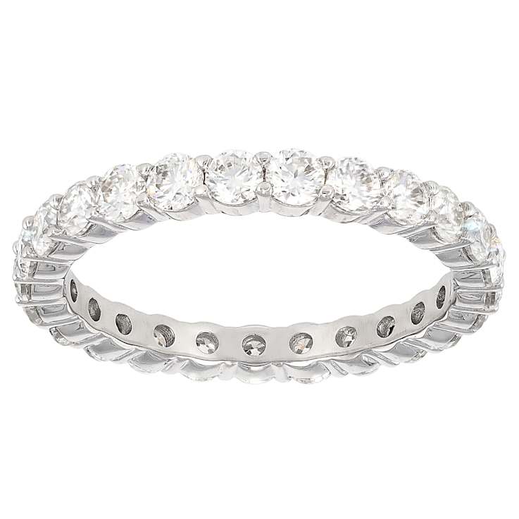 Moissanite Eternity Band In PlatInum-Enhanced Sterling Silver
