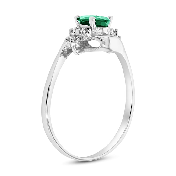 0.35ctw Emerald and Diamond Ring in 14k White Gold