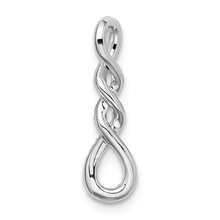 Rhodium Over 10k White Gold 0.12 ctw Diamond Twist Chain Slide Pendant
