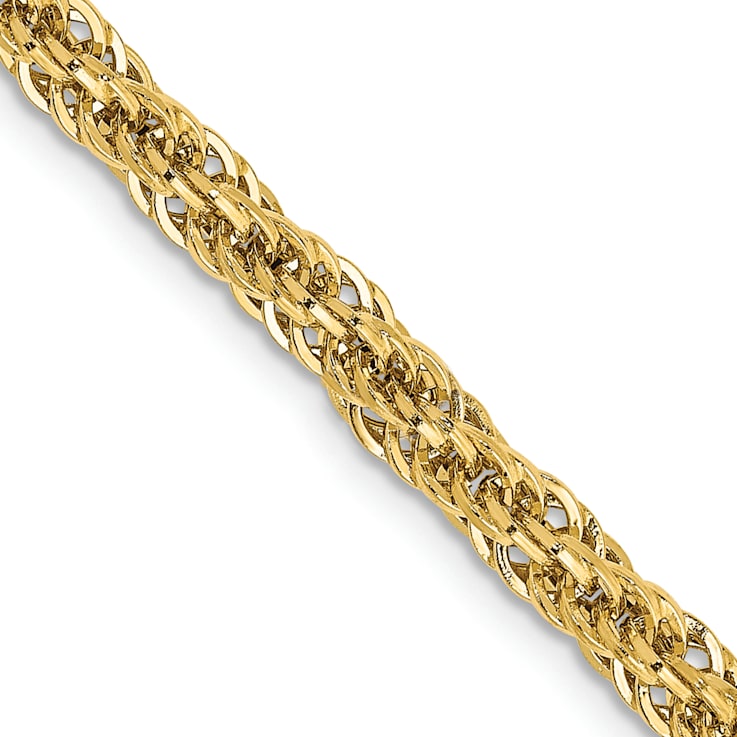 14K Yellow Gold 3.3mm Diamond-cut Semi-solid Chain Necklace