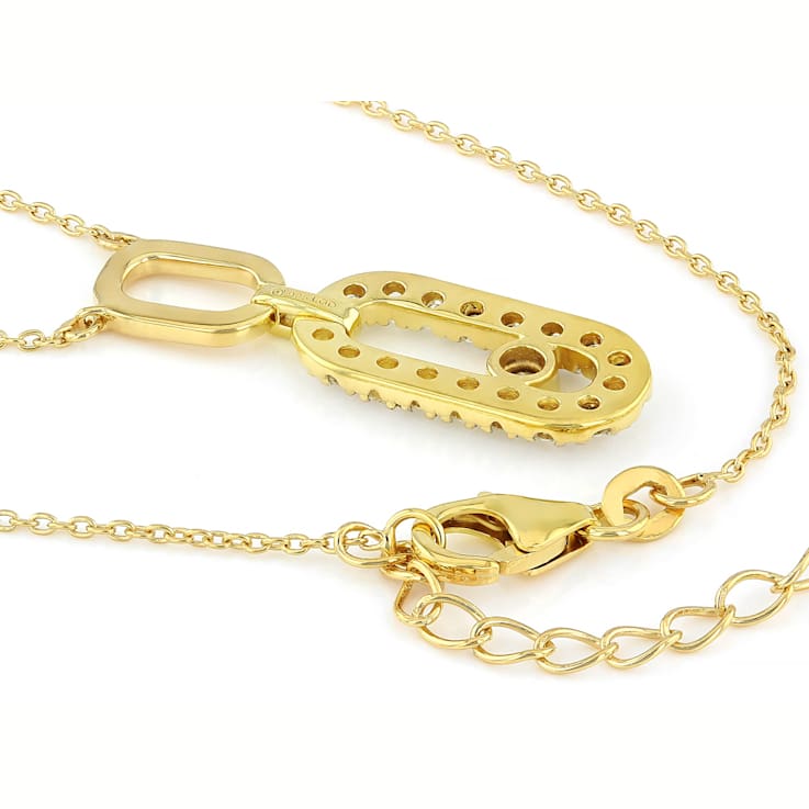 Elegant Lab-Grown Diamond Drop Pendant Necklace In 18K Gold Over
Sterling Silver