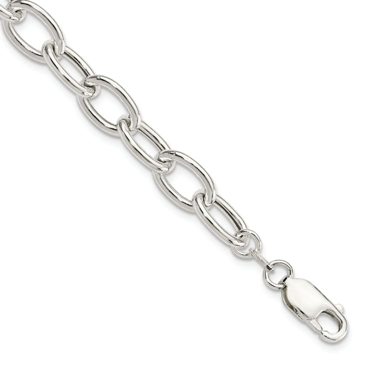 Sterling Silver Open Link Cable 8.50mm Bracelet