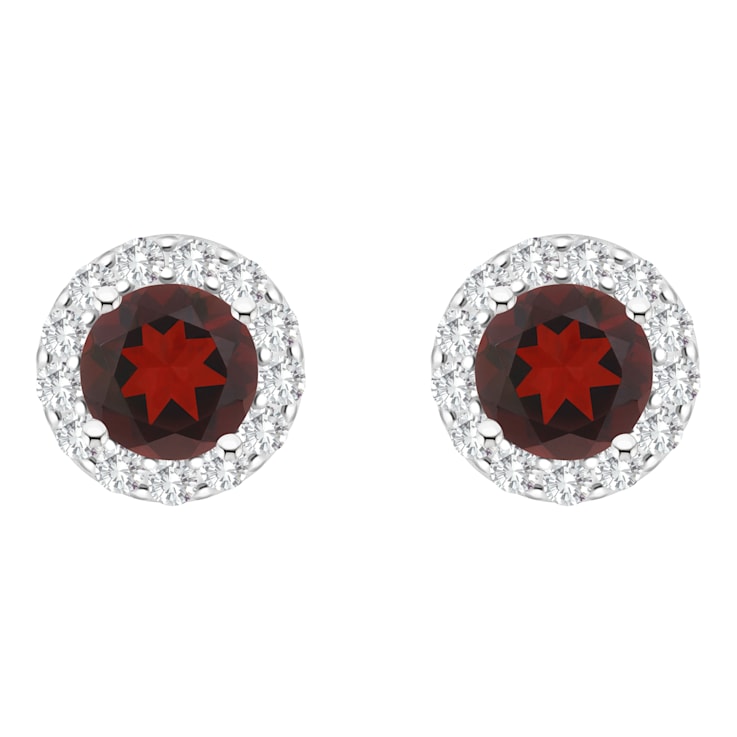 7mm Round Garnet And White Topaz Accent Rhodium Over Sterling Silver
Halo Stud Earrings