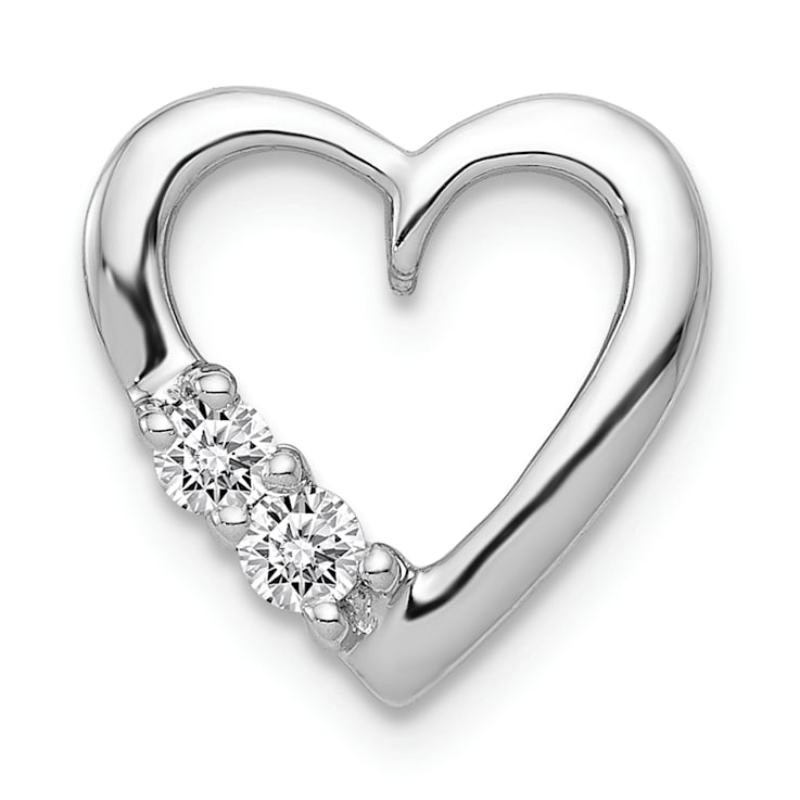 Rhodium Over 14k White Gold Diamond Heart Chain Slide Pendant