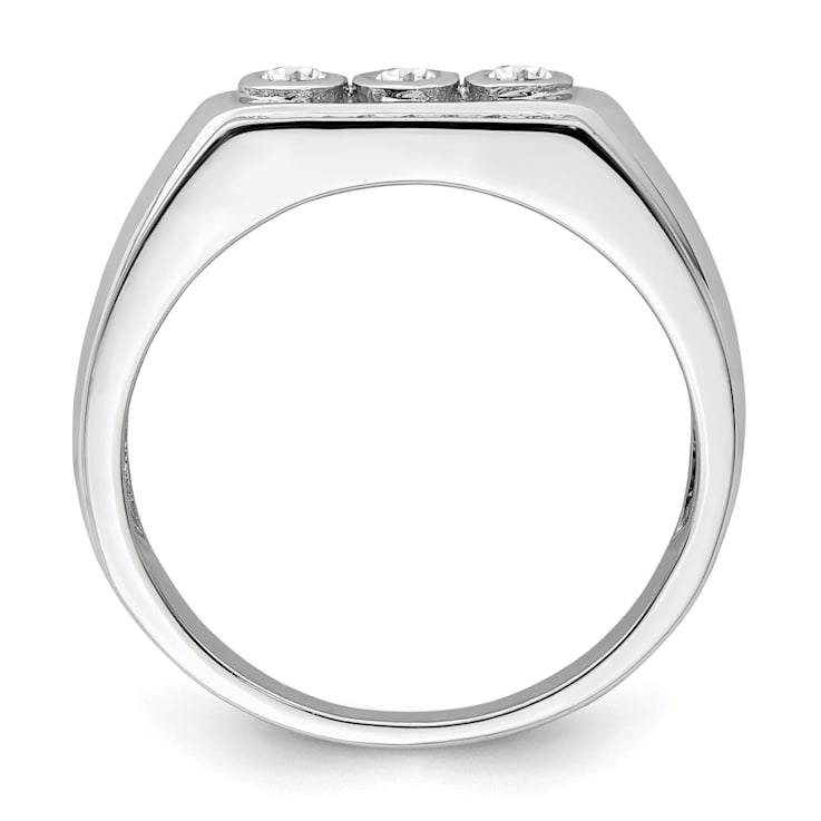 Rhodium Over 14K White Gold Lab Grown Diamond Men's Ring
